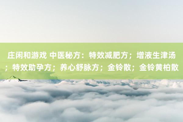 莊閑和游戲 中醫(yī)秘方:特效減肥方;增液生津湯;特效助孕方;養(yǎng)心舒脈方;金鈴散;金鈴黃柏散