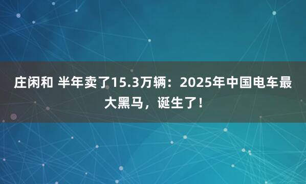 莊閑和 半年賣了15.3萬輛：2025年中國電車最大黑馬，誕生了！