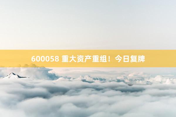 600058 重大資產(chǎn)重組!今日復牌