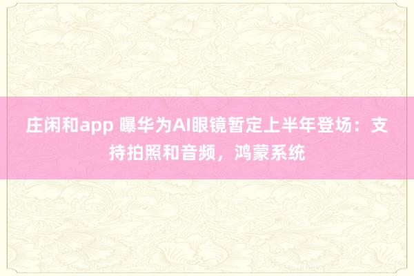莊閑和app 曝華為AI眼鏡暫定上半年登場：支持拍照和音頻，鴻蒙系統