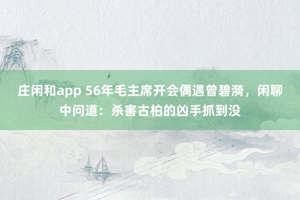 莊閑和app 56年毛主席開會偶遇曾碧漪，閑聊中問道：殺害古柏的兇手抓到沒
