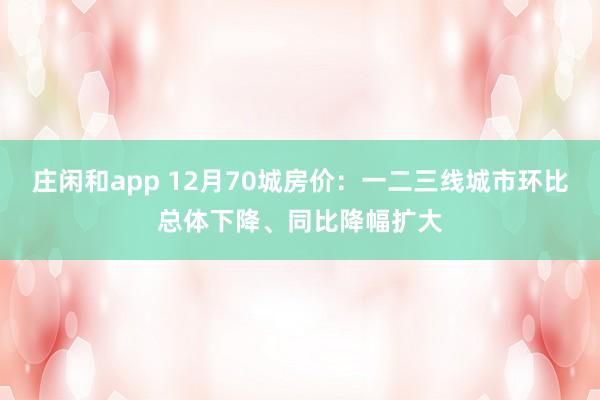 莊閑和app 12月70城房價:一二三線城市環比總體下降、同比降幅擴大
